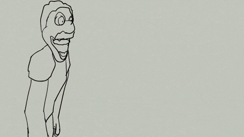 a drawing of a man laying on the ground with a monkey standing behind him