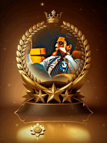 a picture of a man in a suit and tie with a crown on it
