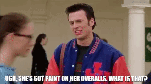 Not Another Teen Movie Paint On Her Overalls GIF - Not Another Teen Movie Paint On Her Overalls Chris Evans GIFs