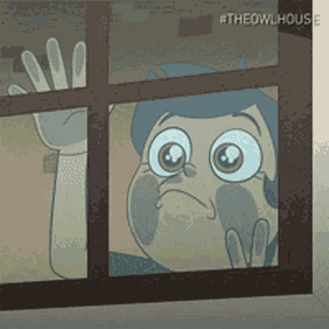 a cartoon of an owl looking out of a window with the hashtag #theowlhouse
