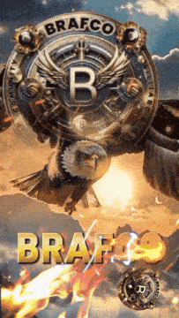 a poster for brafco billiards with an eagle