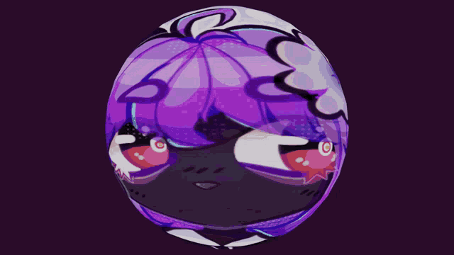 a purple and white sphere with a purple flower on it