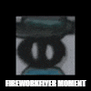 a picture of a cartoon character with the words firework flyer moment above it
