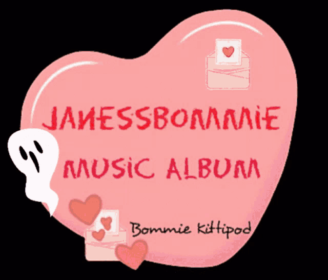 a red heart with the words jamessbommie music album on it