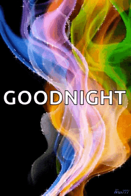 a colorful background with the words goodnight in white letters