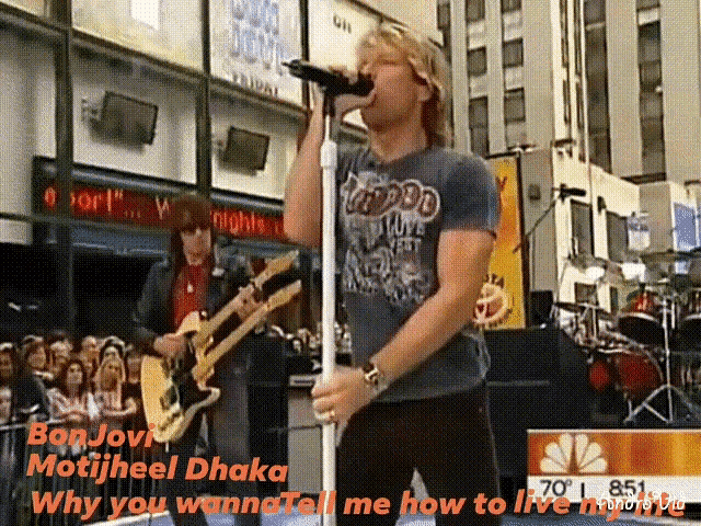a man singing into a microphone with the words " why you wanna tell me how to live my life "