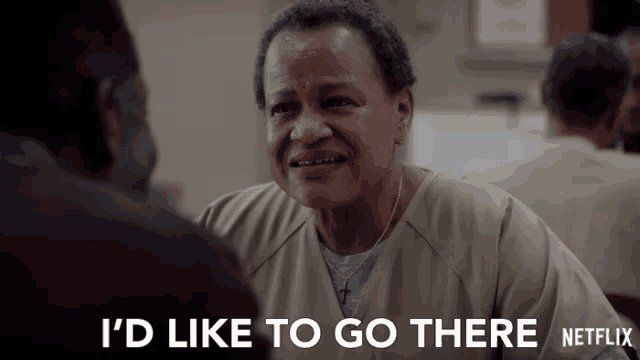 an advertisement for netflix shows an elderly woman talking to a man