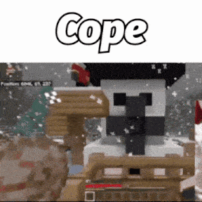 a screenshot of a minecraft game with the word cope on the bottom