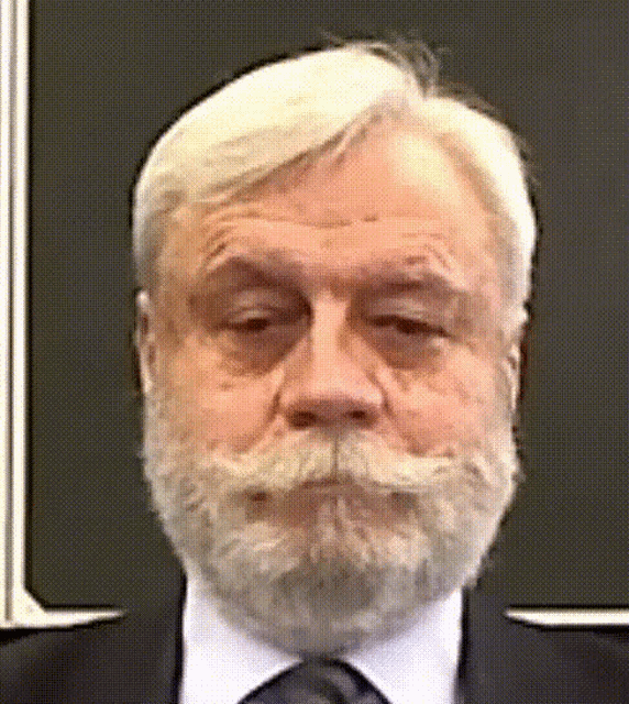 a man with a beard and mustache is looking at the camera