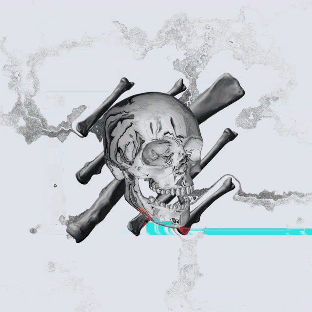 a colorful image of a skull with crossbones