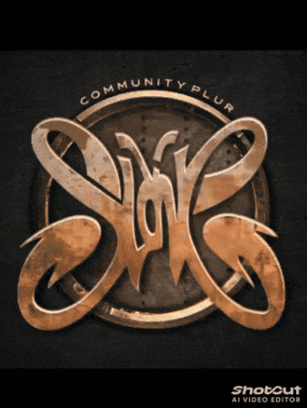 a logo for community plur is shown on a dark background