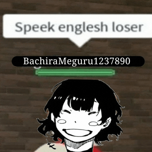 a picture of a girl with the words " speak english loser " behind her