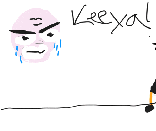 a drawing of a man with the word keeyal written on the bottom
