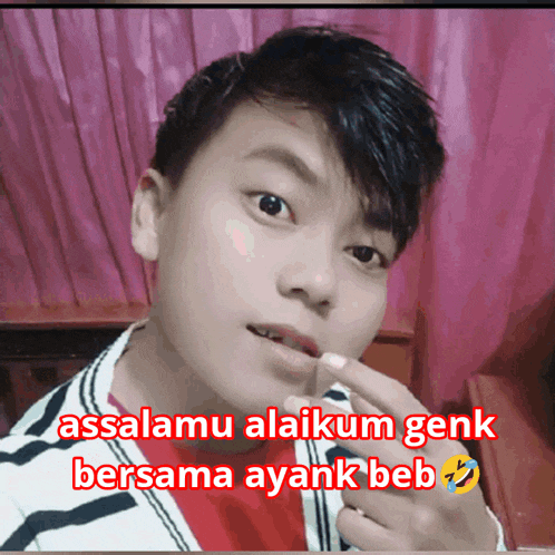 a picture of a boy with the words assalamu alaikum genk