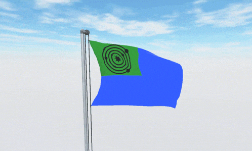 a blue and green flag with a star in the middle