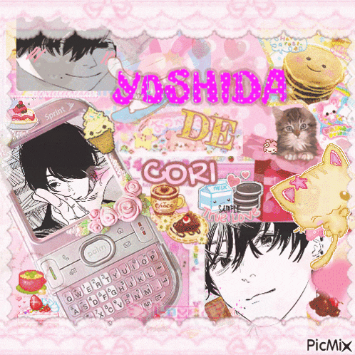 a collage of images with the name yoshida on it