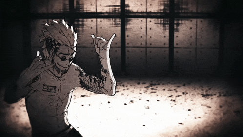 a black and white drawing of a person with a tattoo on their chest