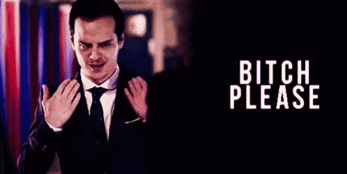 a man in a suit and tie is saying bitch please