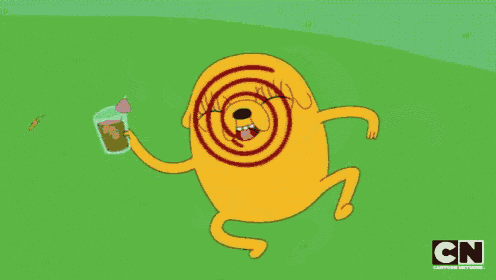 a cartoon character from cartoon network is holding a cup of coffee