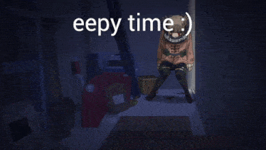 a cartoon with the words eepy time written on the bottom