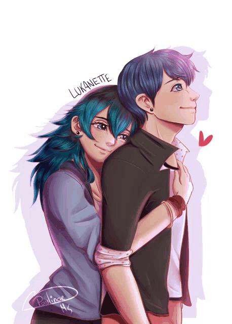 a drawing of a boy and a girl with the girl 's name written on the bottom