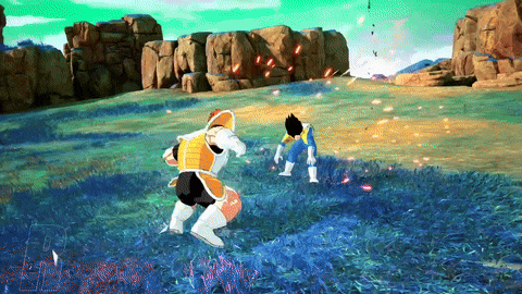 a video game is being played with two characters fighting each other