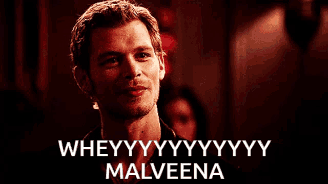 a man with a beard is smiling with the words wheyyyyyyy malveena below him