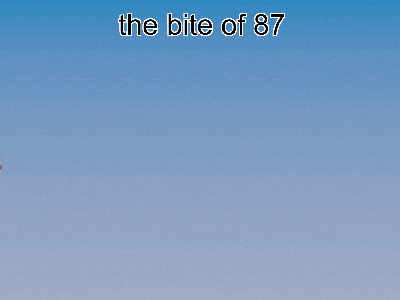 a picture of a boy and a girl with the words the bite of 87 below them