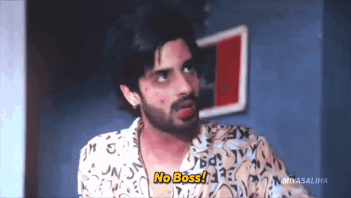 a man in a leopard print shirt is saying no boss
