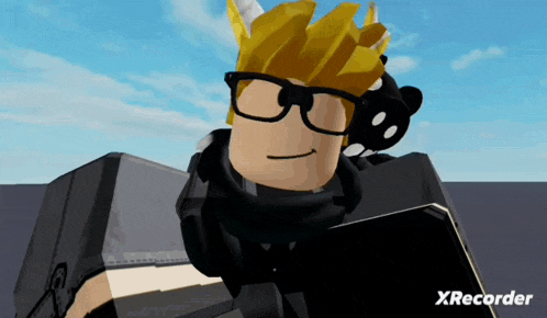a cartoon character wearing glasses and a crown is holding a black box .