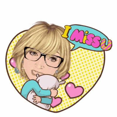 a cartoon of a woman holding a pillow with a speech bubble saying " i miss you "