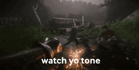 a screenshot of a video game with the words watch yo tone