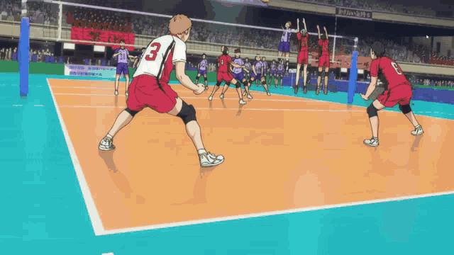 a volleyball player with the number 3 on his shorts