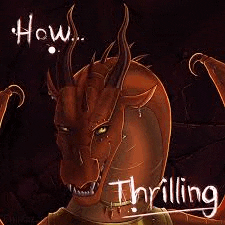 a drawing of a dragon with the words `` how ... thrilling '' written above it .