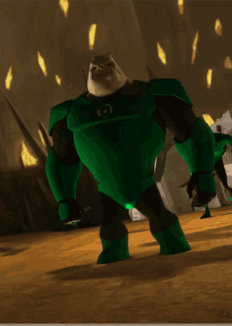 a cartoon character with a green lantern costume on