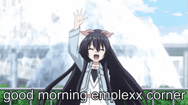 a picture of a girl waving with the words good morning emplexx corner