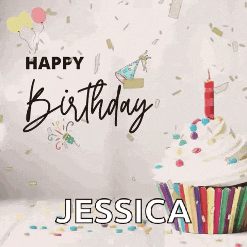 a birthday card for jessica with a cupcake and candle