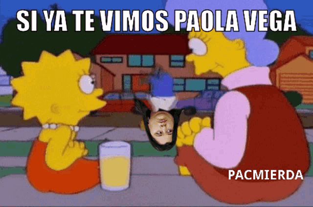 a cartoon of a woman with the words si ya te vimos paola vega written on it