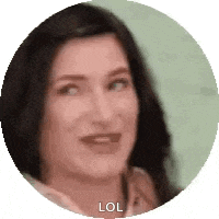 a close up of a woman 's face in a circle with the words lol .