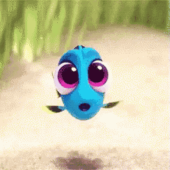 dory from the movie finding dory is floating in the air