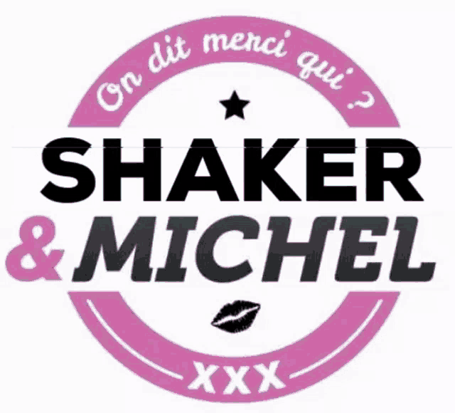 a logo for shaker and michel with a kiss on it