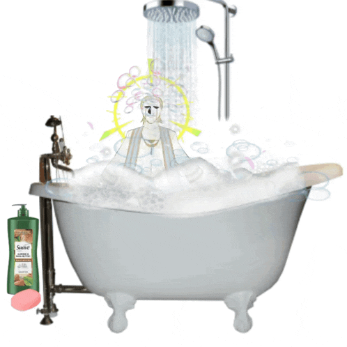 a bathtub with soap and a bottle of shine shampoo on the side