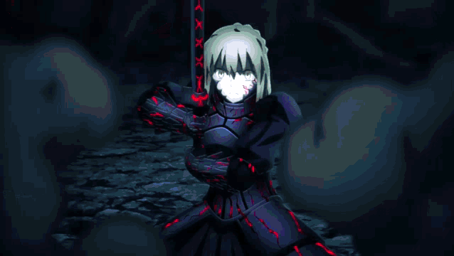 a close up of a person holding a sword in their hand