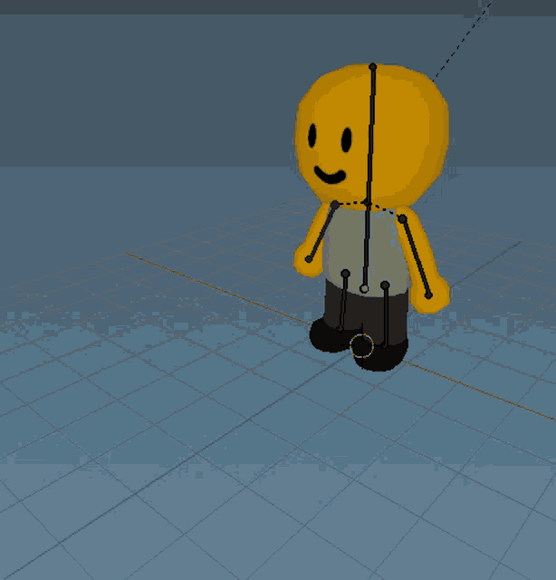 a 3d model of a yellow object with a red circle in the middle