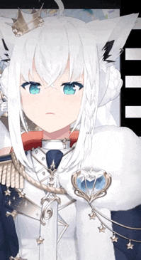 a anime girl with white hair and blue eyes is wearing a crown