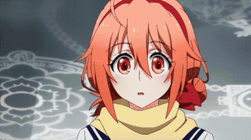 a girl with red hair is wearing a yellow scarf