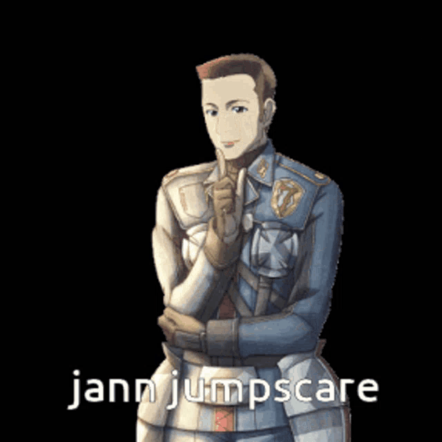 a couple of soldiers hugging each other with the words jann jumpscare below them