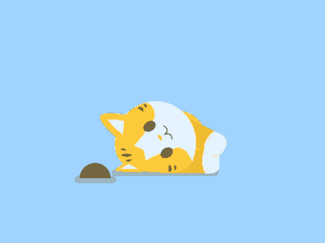 a cartoon of a cat laying on its back with a blue background