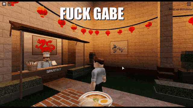 a screenshot of a video game with the words fuck gabe on it