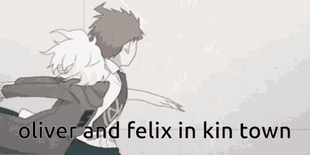 oliver and felix are standing next to each other in a room .